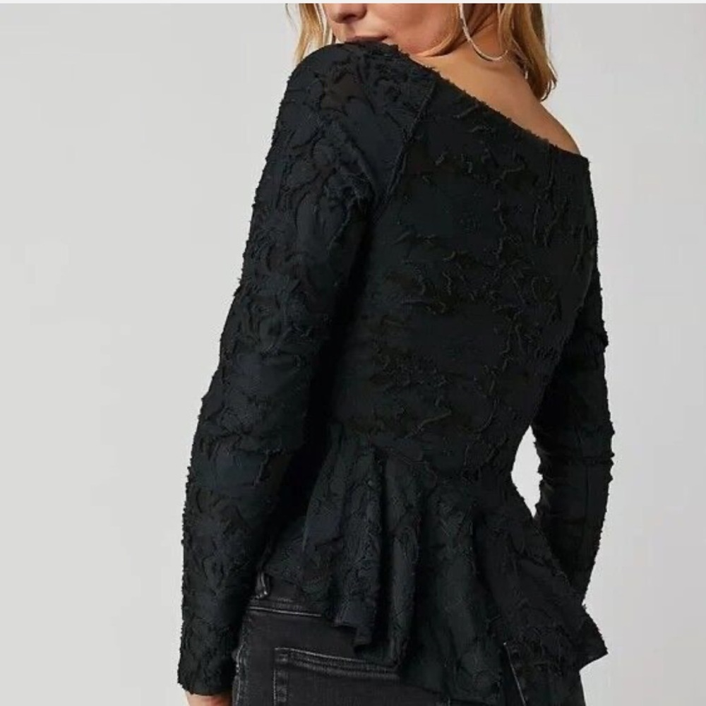 Free People Black Long Sleeve Blouse - Picture 2 of 7